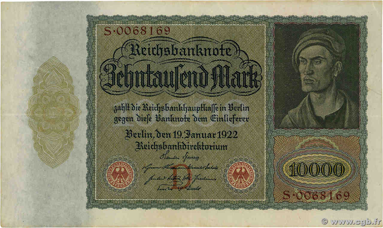 10000 Mark ALEMANIA  1922 P.070 MBC+