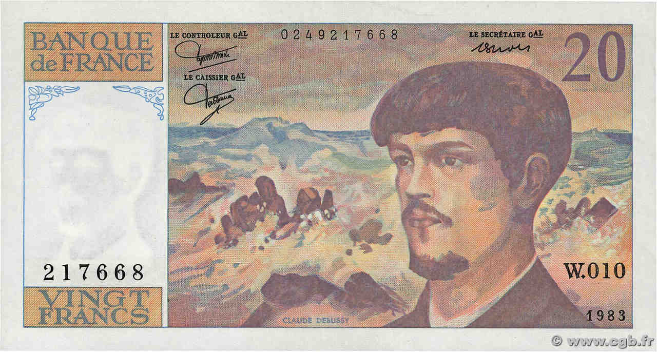 20 Francs DEBUSSY FRANCE  1983 F.66.04W10 pr.NEUF