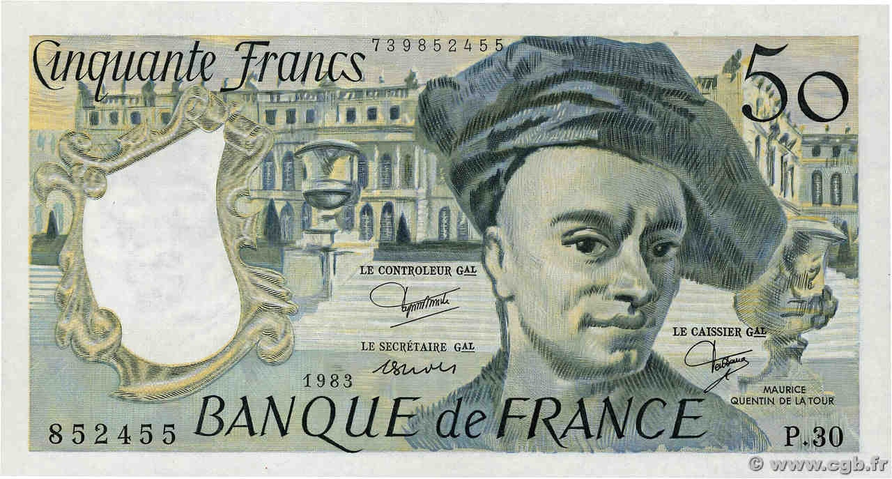 50 Francs QUENTIN DE LA TOUR FRANCIA  1983 F.67.09 SC+