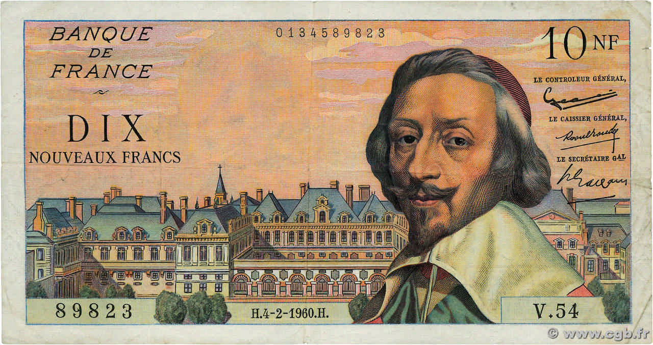 10 Nouveaux Francs RICHELIEU FRANCE  1960 F.57.05 TB