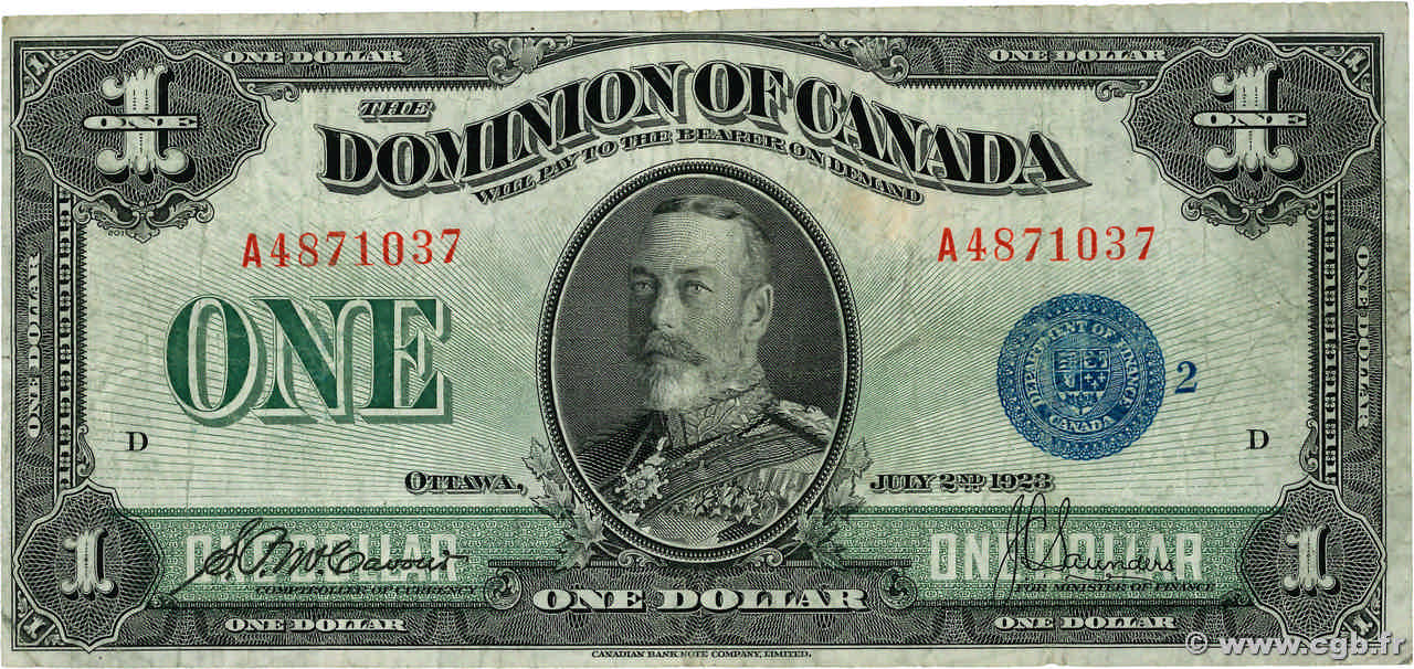 1 Dollar CANADA  1923 P.033h MB