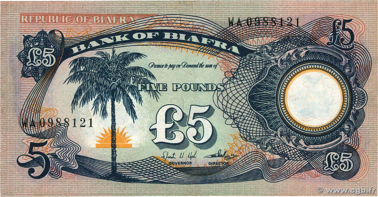 5 Pounds BIAFRA  1968 P.06a TTB+