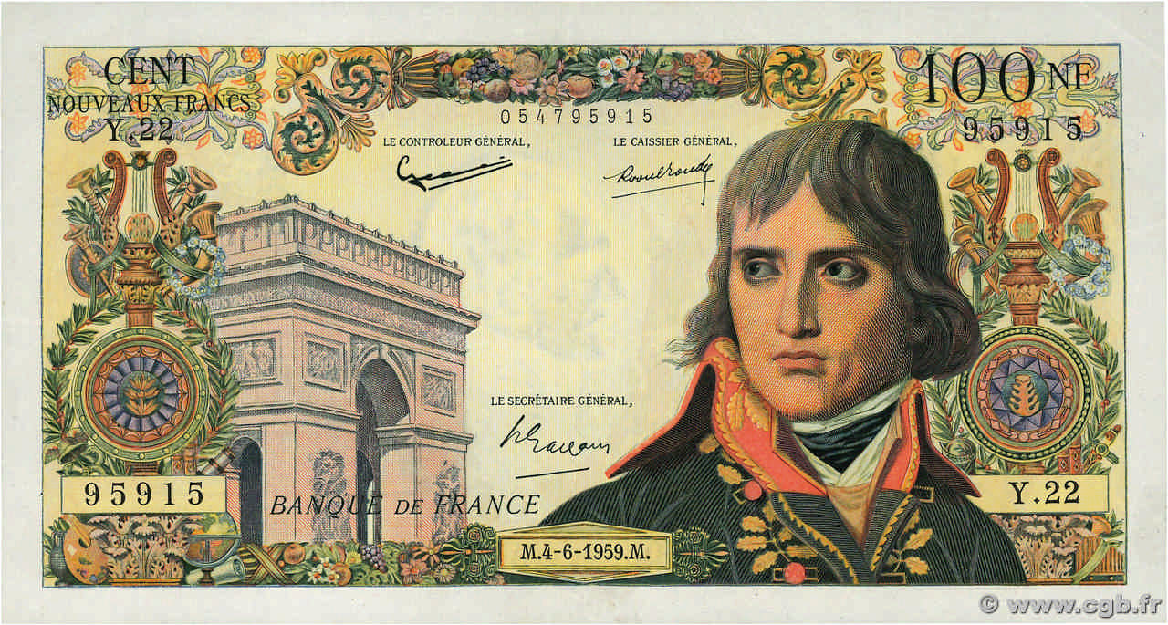 100 Nouveaux Francs BONAPARTE FRANCE  1959 F.59.02 TTB+