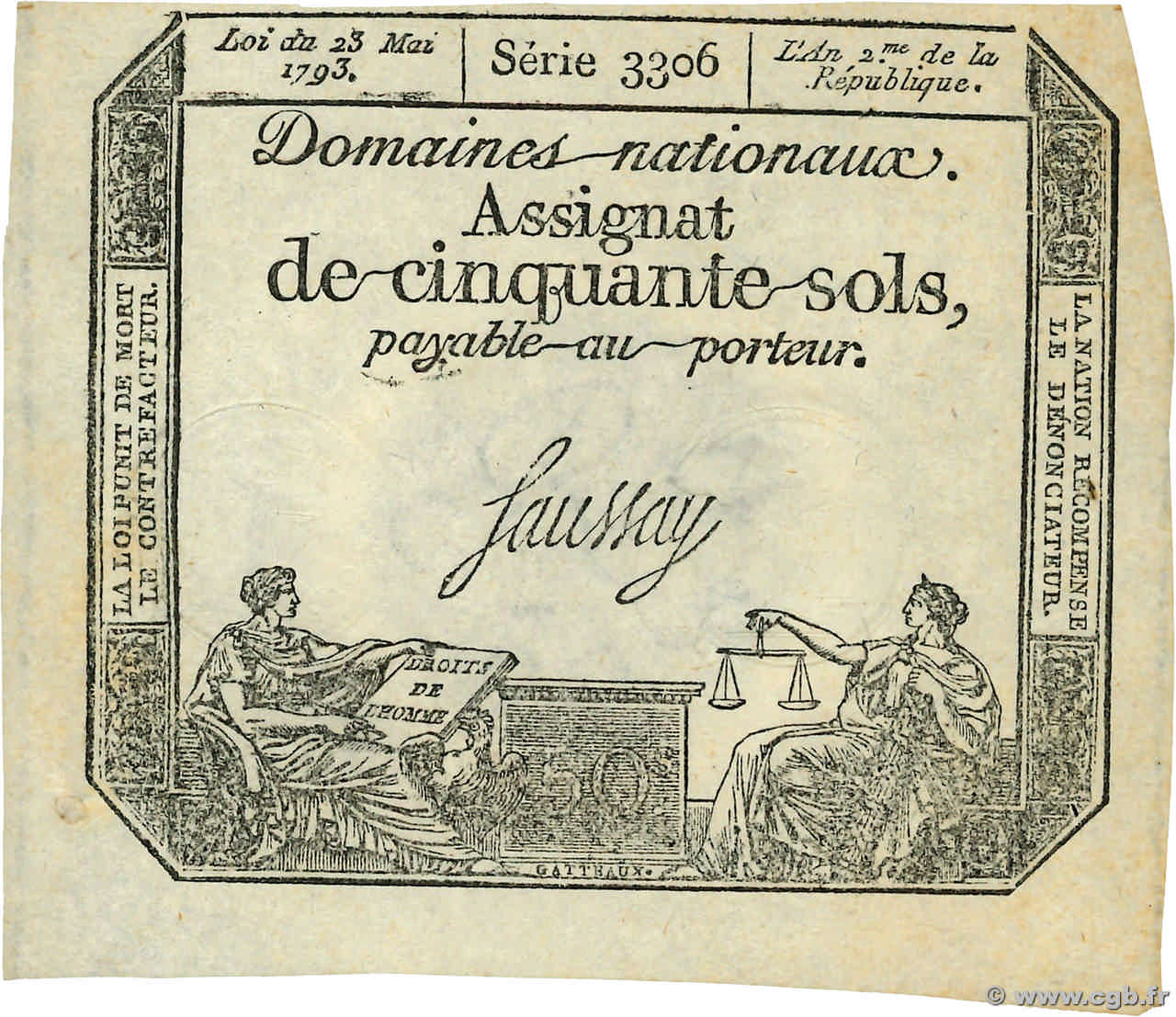 50 Sols FRANCE  1793 Ass.42c SPL