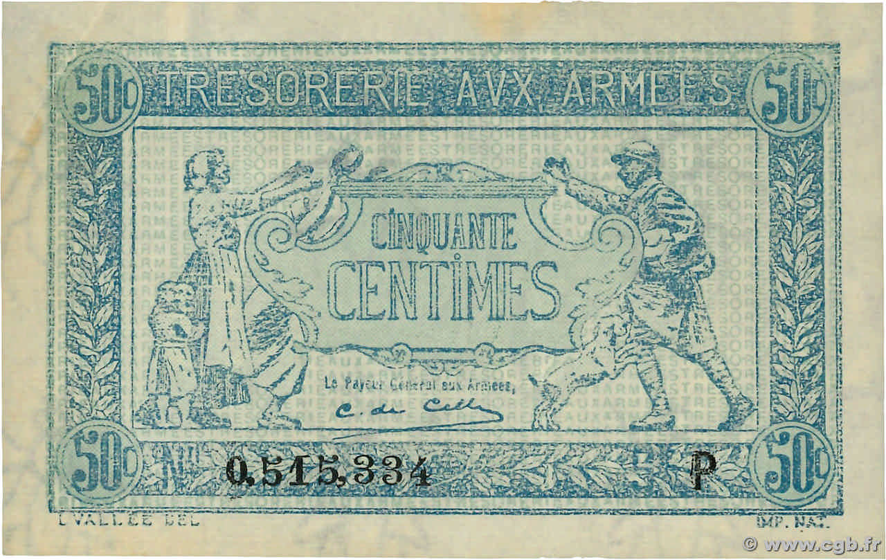 50 Centimes TRÉSORERIE AUX ARMÉES 1917 FRANCE  1917 VF.01.16 pr.SUP