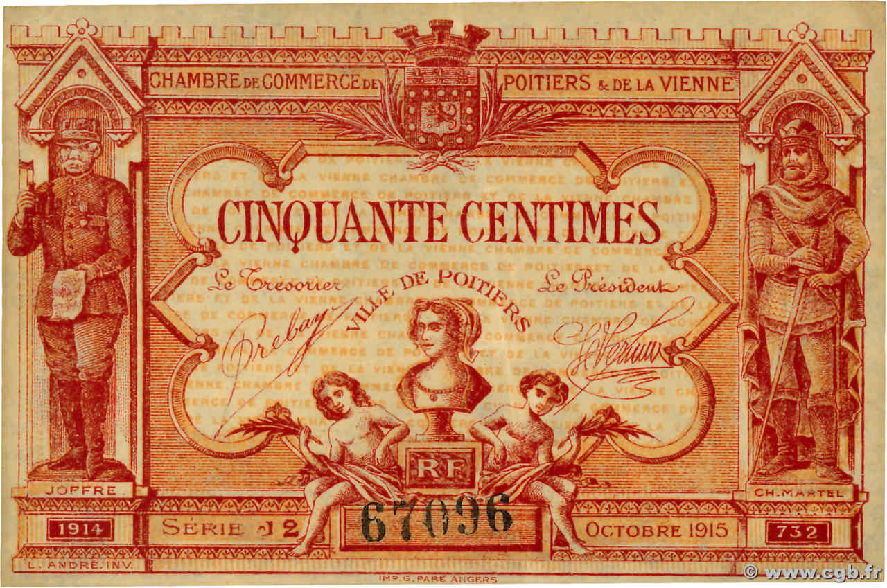 50 Centimes FRANCE regionalismo e varie Poitiers 1917 JP.101.10 q.SPL