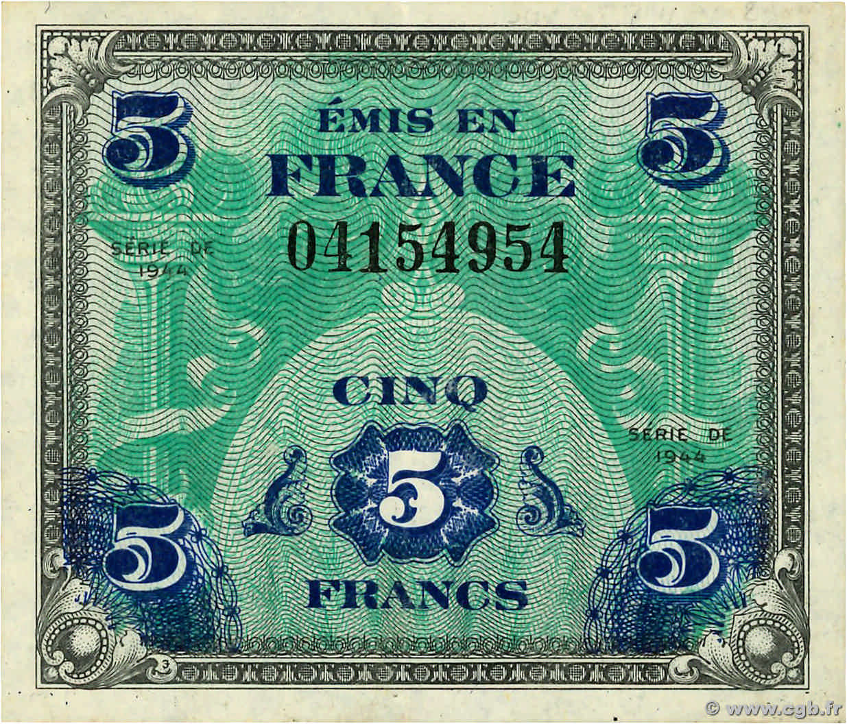 5 Francs DRAPEAU FRANCE  1944 VF.17.01 SUP