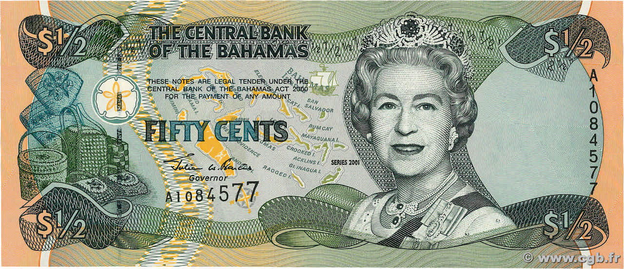 50 Cents BAHAMAS  2001 P.68 NEUF