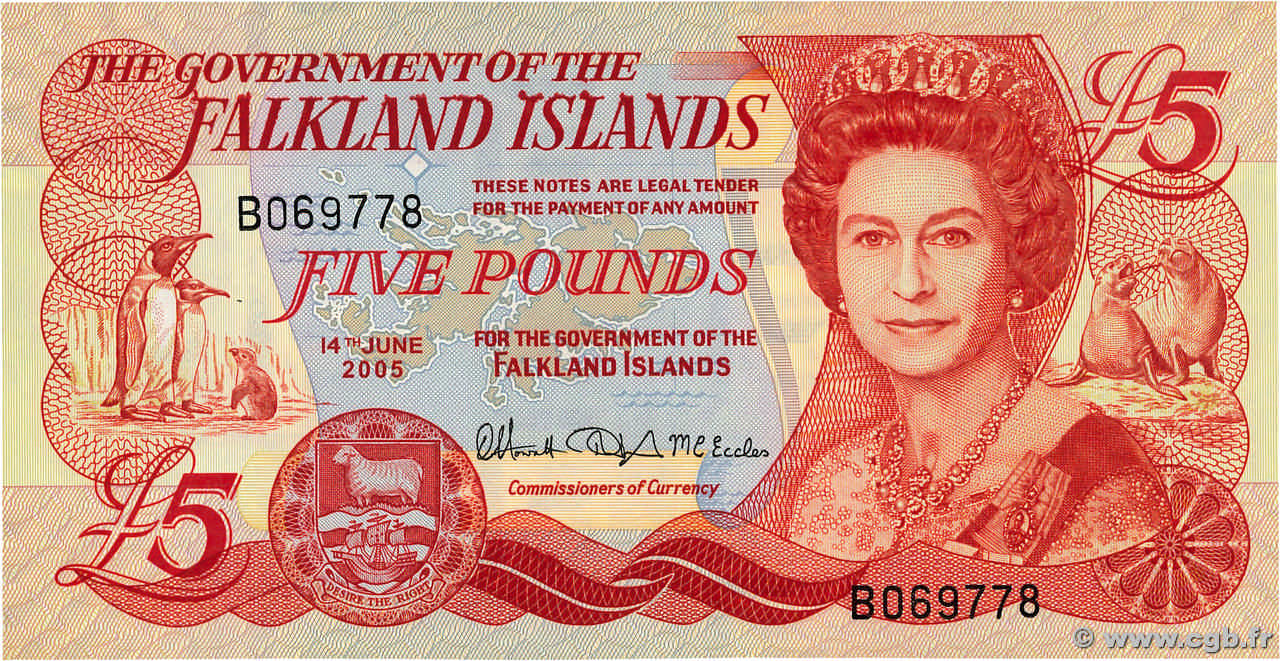 5 Pounds ÎLES FALKLAND  2005 P.17a SPL+