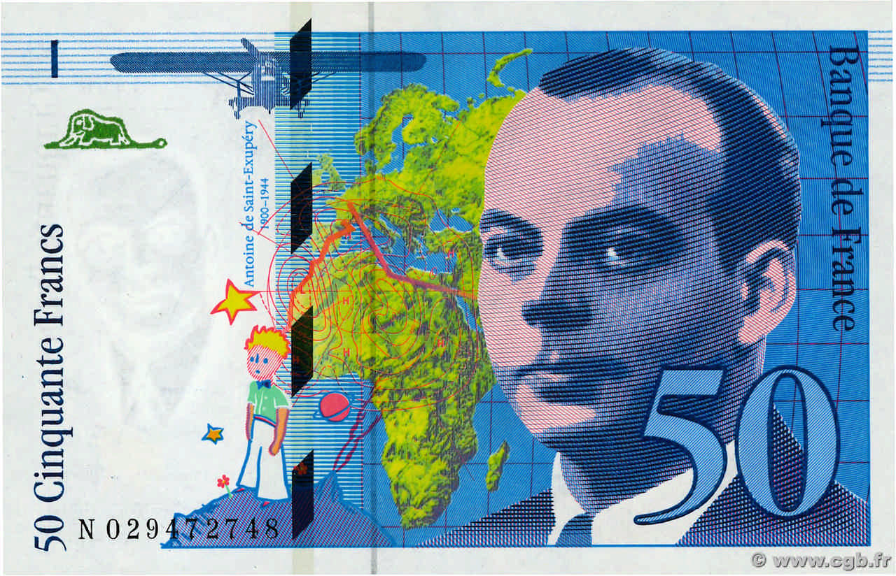 50 Francs SAINT-EXUPÉRY modifié FRANCE  1996 F.73.02 UNC-