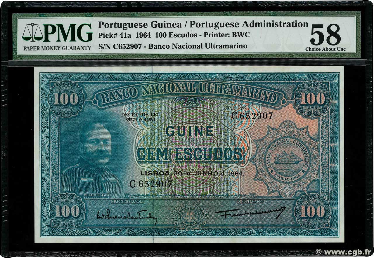 100 Escudos PORTUGUESE GUINEA  1964 P.041a q.FDC