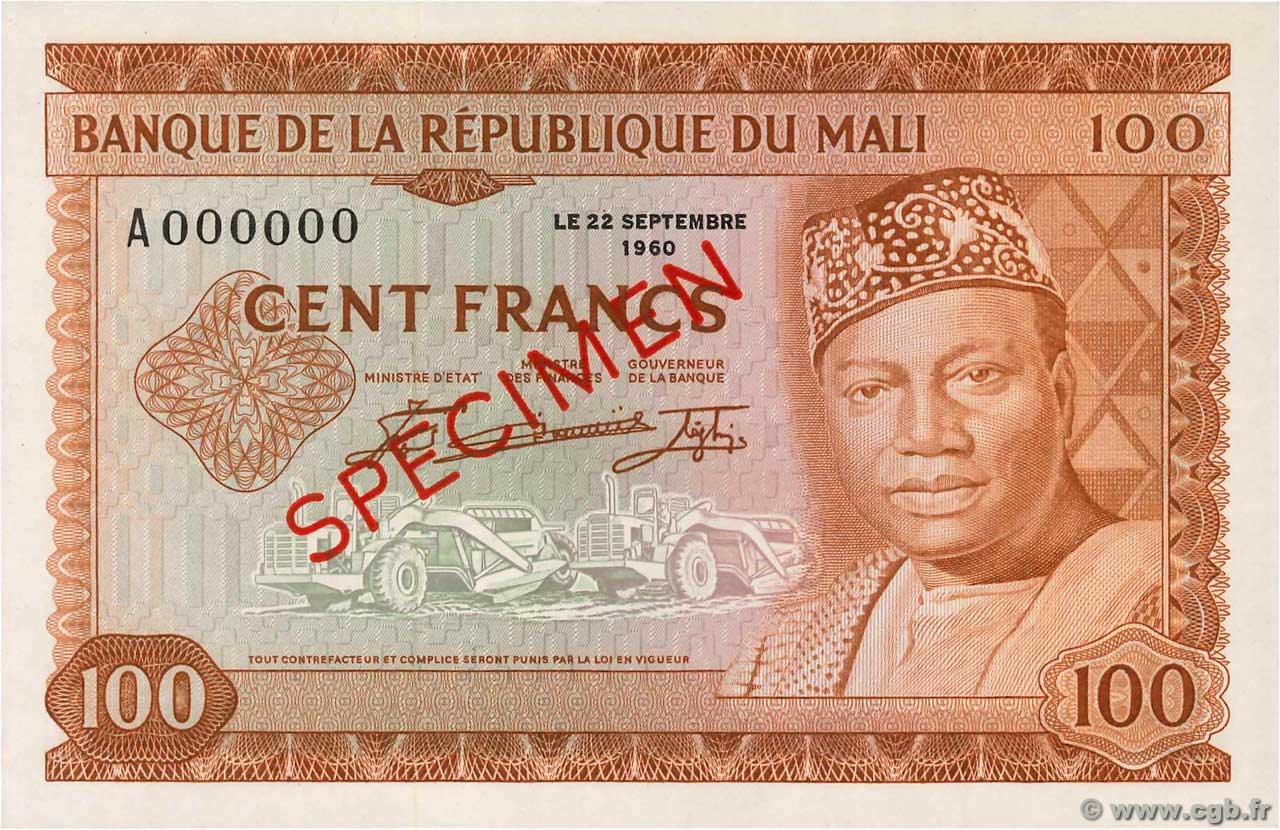 100 Francs Spécimen MALI  1960 P.07s fST+