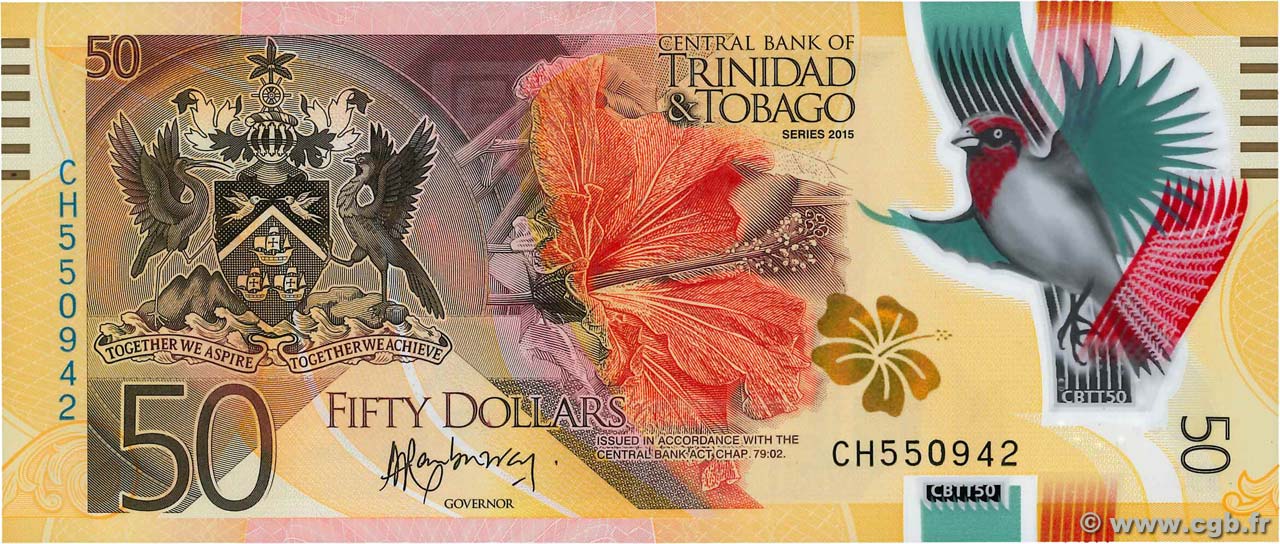 50 Dollars TRINIDAD et TOBAGO  2015 P.56 NEUF