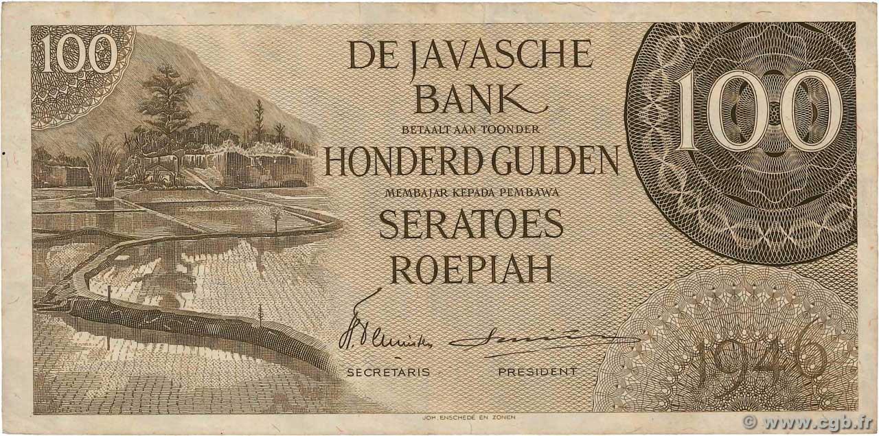 100 Gulden INDIAS NEERLANDESAS  1946 P.094 MBC