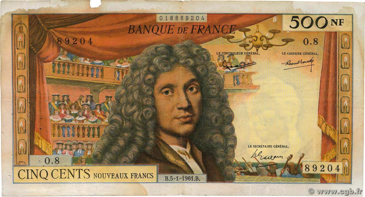 500 Nouveaux Francs MOLIÈRE FRANCE  1961 F.60.03 F-
