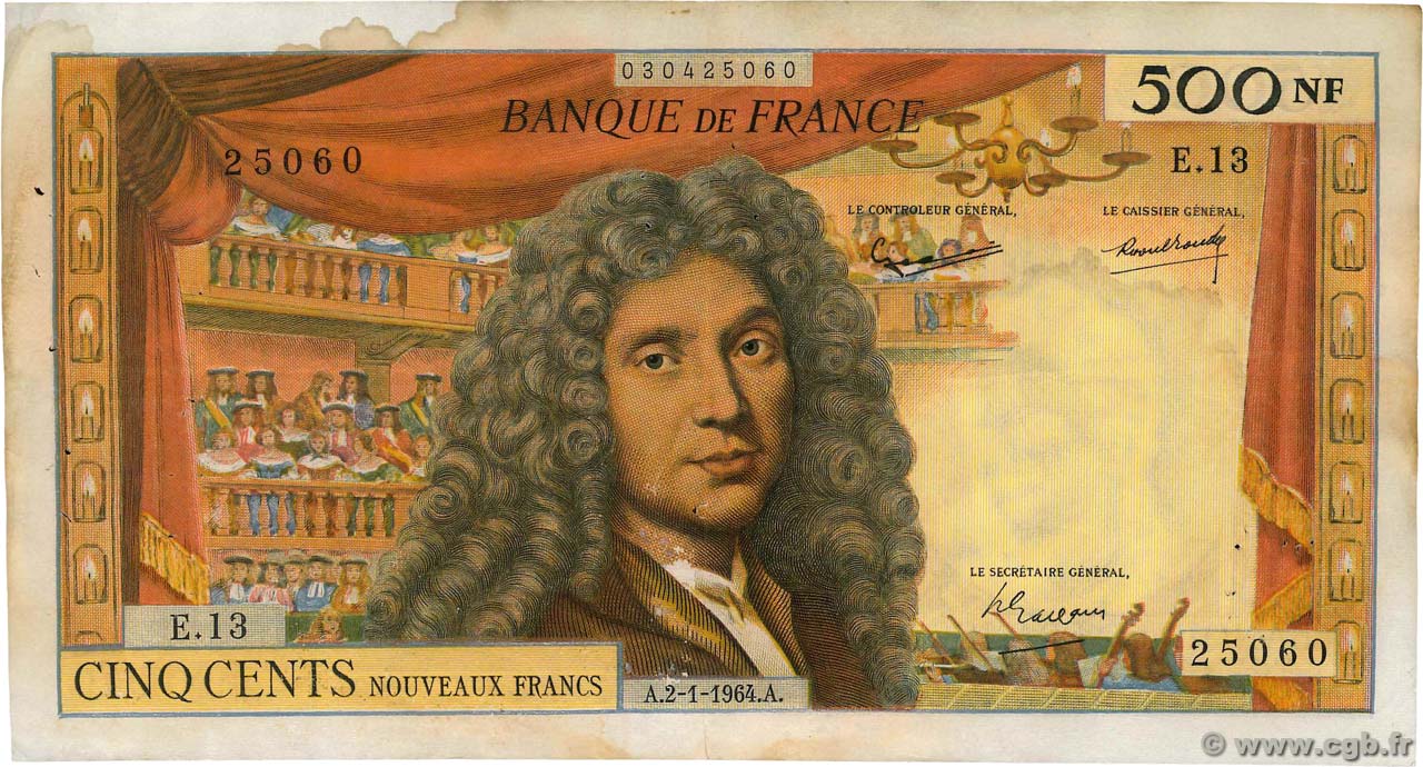 500 Nouveaux Francs MOLIÈRE FRANKREICH  1964 F.60.06 S