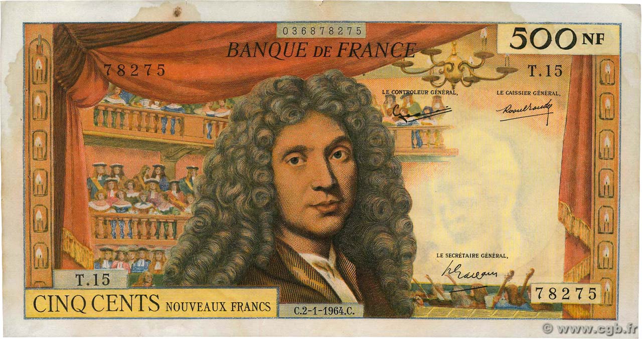 500 Nouveaux Francs MOLIÈRE FRANKREICH  1964 F.60.06 fSS
