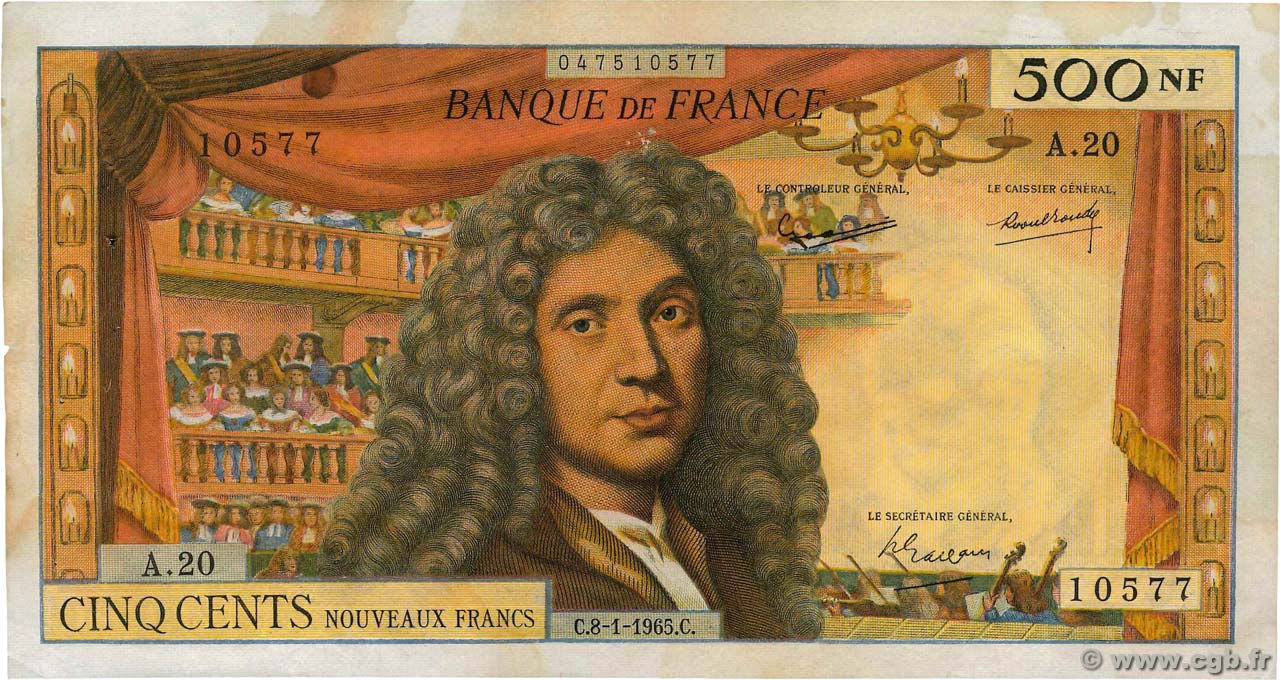 500 Nouveaux Francs MOLIÈRE FRANKREICH  1965 F.60.08 fSS