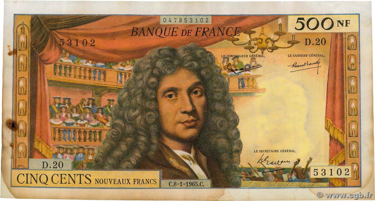 500 Nouveaux Francs MOLIÈRE FRANCIA  1965 F.60.08 MB