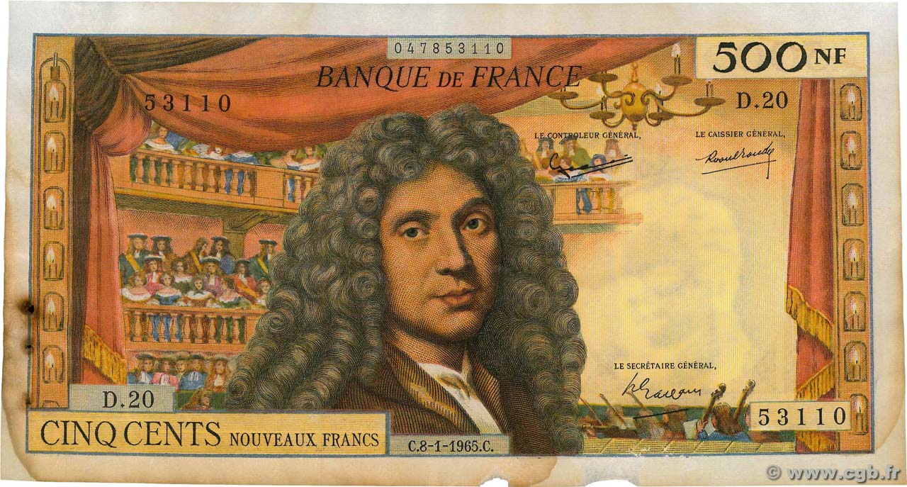 500 Nouveaux Francs MOLIÈRE FRANKREICH  1965 F.60.08 S