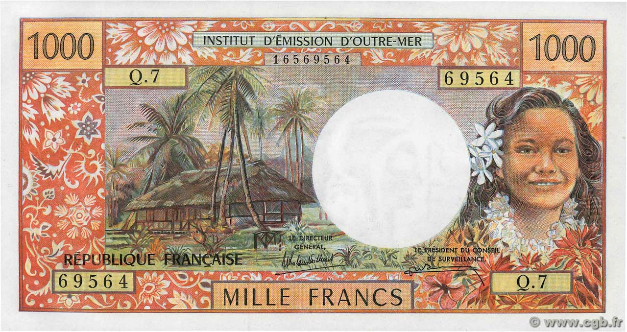 1000 Francs TAHITI Papeete 1985 P.27d pr.NEUF