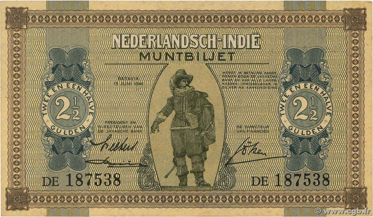 2,5 Gulden INDIAS NEERLANDESAS  1940 P.109a SC+