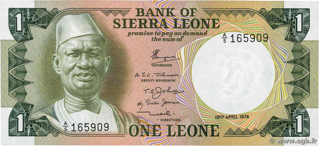 1 Leone SIERRA LEONE  1974 P.05a NEUF