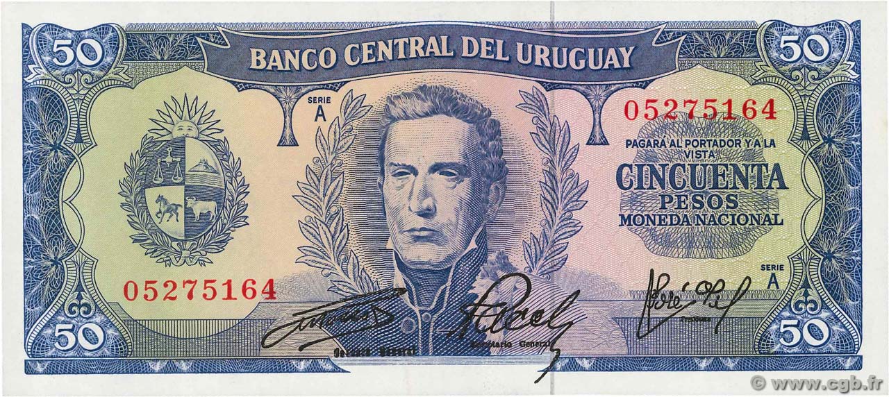 50 Pesos URUGUAY  1967 P.046a UNC-