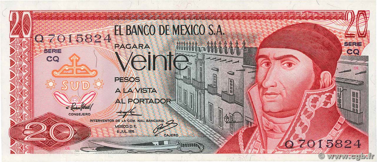 20 Pesos MEXICO  1976 P.064c ST
