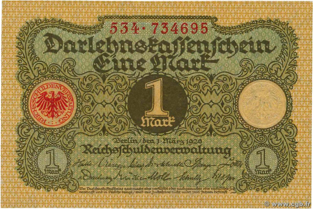1 Mark GERMANIA  1920 P.058 FDC