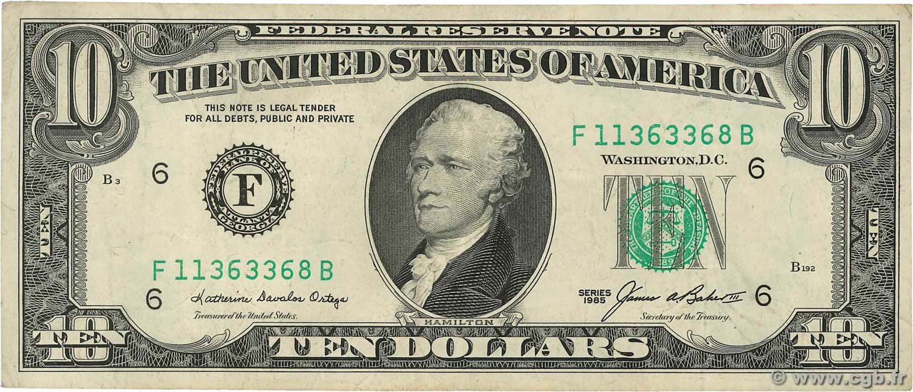10 Dollars ÉTATS-UNIS D AMÉRIQUE Atlanta 1985 P.476 TTB