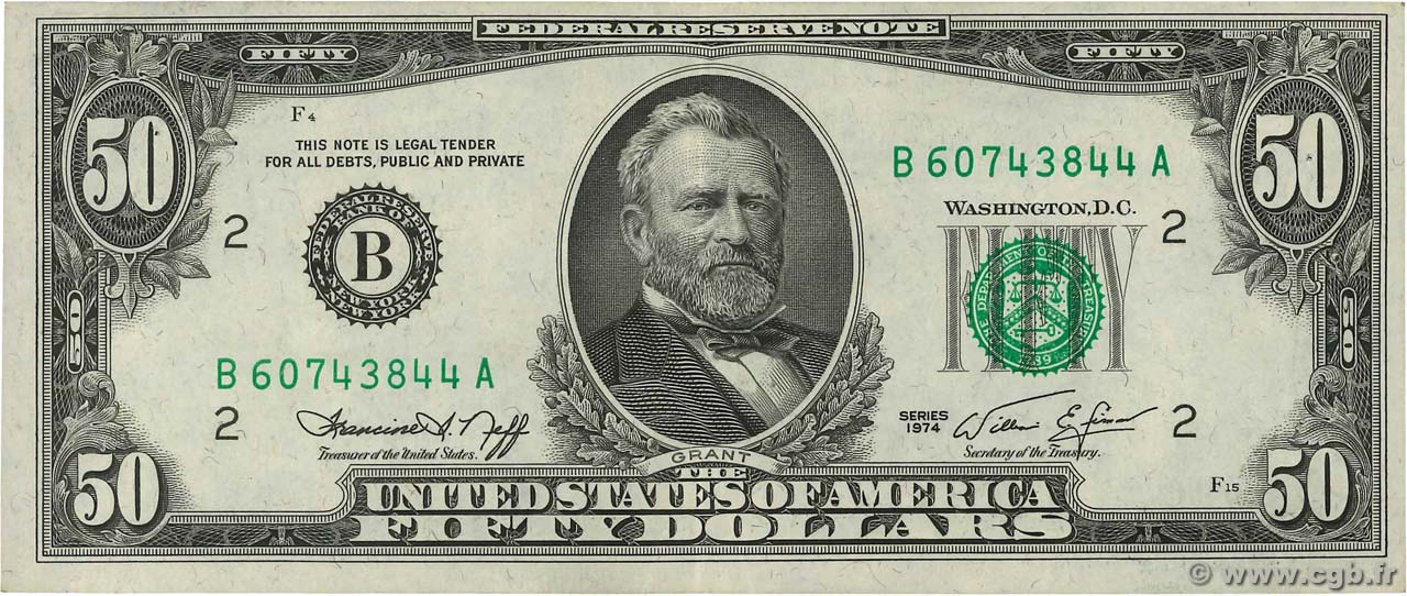 50 Dollars ÉTATS-UNIS D AMÉRIQUE New York 1974 P.459 pr.SUP