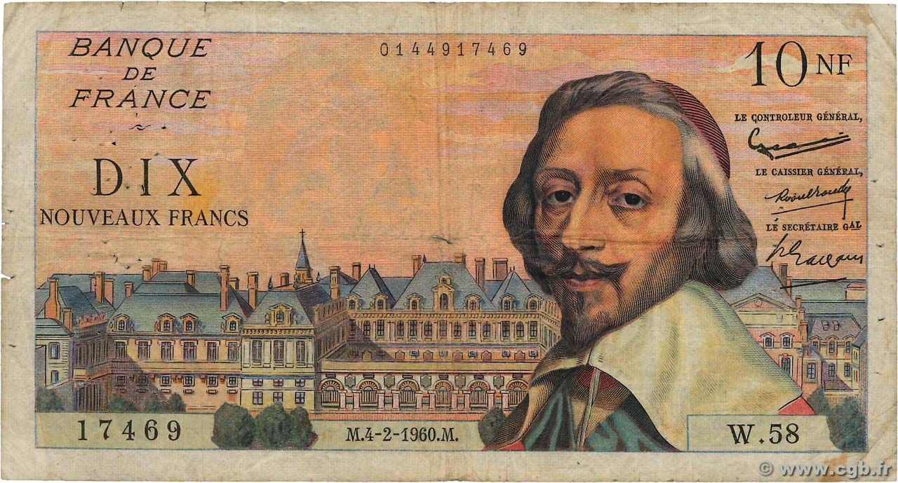 10 Nouveaux Francs RICHELIEU FRANCE  1960 F.57.05 B