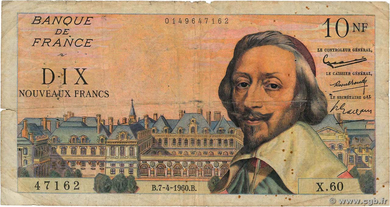 10 Nouveaux Francs RICHELIEU FRANCE  1960 F.57.06 AB