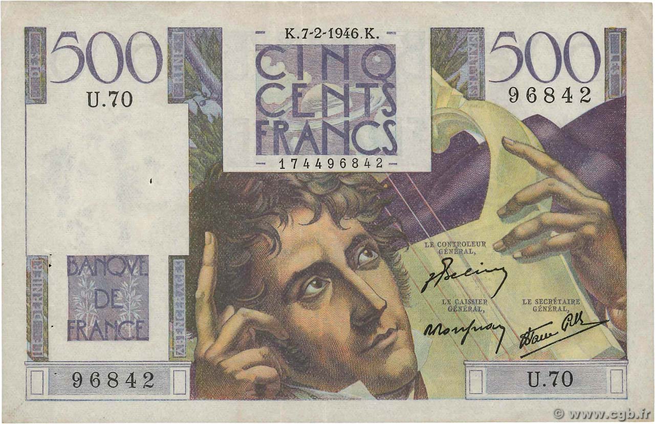 500 Francs CHATEAUBRIAND FRANCE  1946 F.34.04 TTB