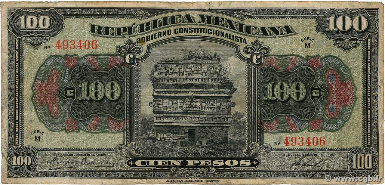100 Pesos MEXICO  1915 PS.0689a F-