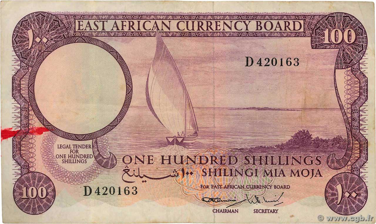 100 Shillings AFRIQUE DE L EST  1964 P.48a TB