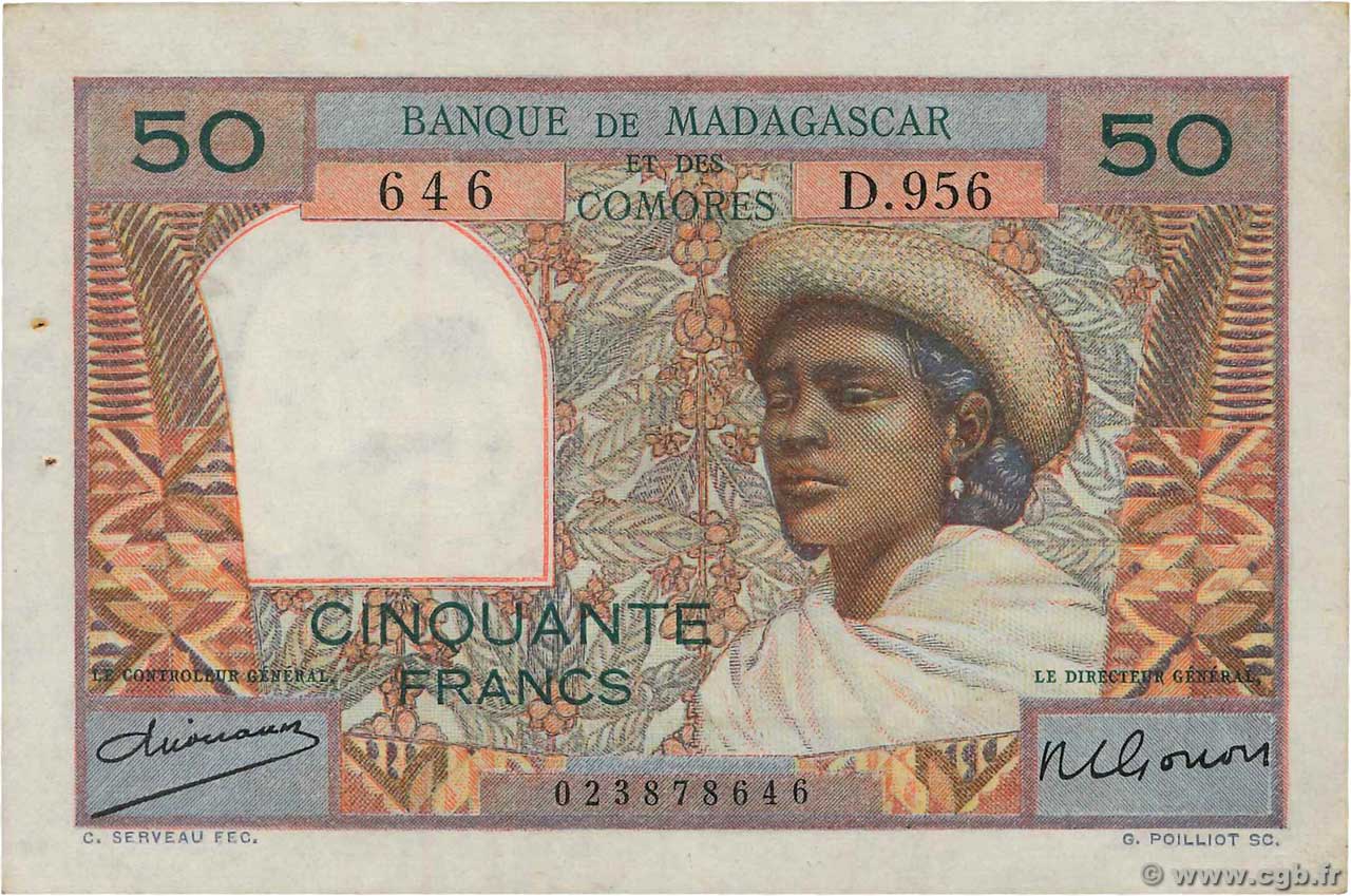 50 Francs MADAGASCAR  1950 P.045a EBC
