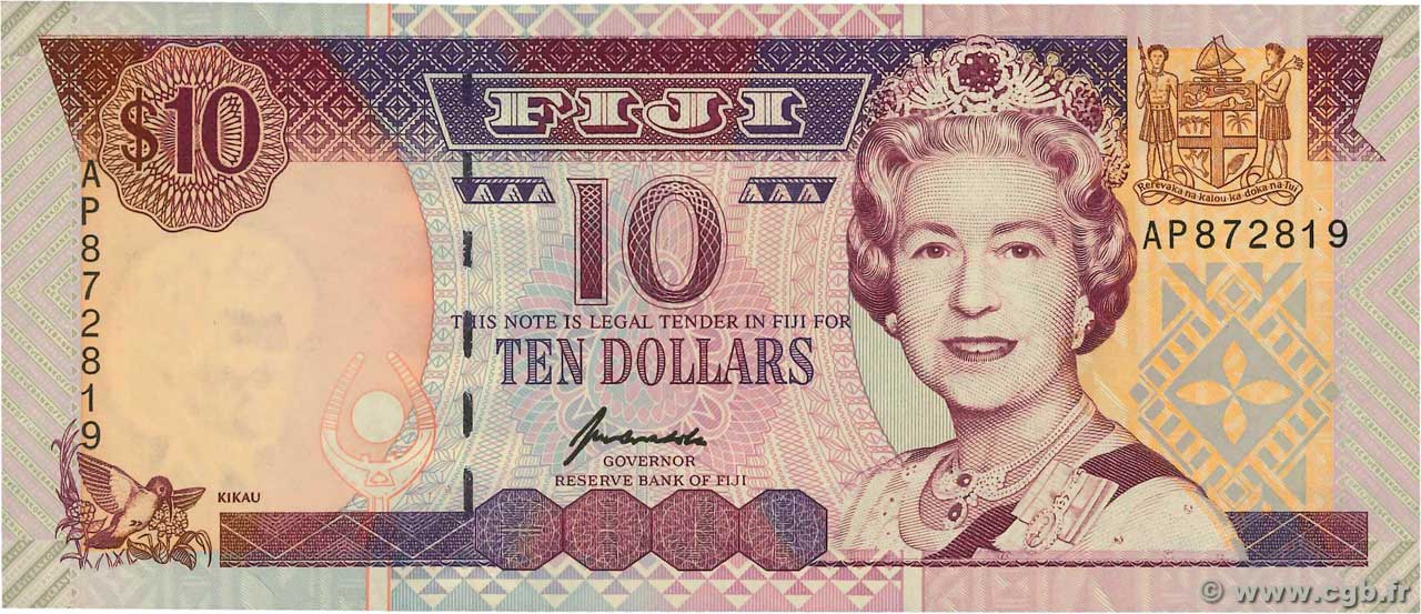 10 Dollars FIJI  1996 P.098b UNC
