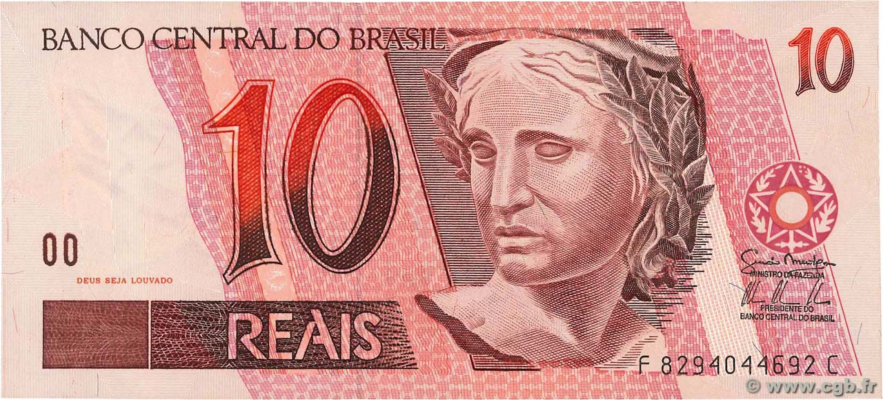 10 Reais BRAZIL 1997 P.245Am b84_0913 Banknotes