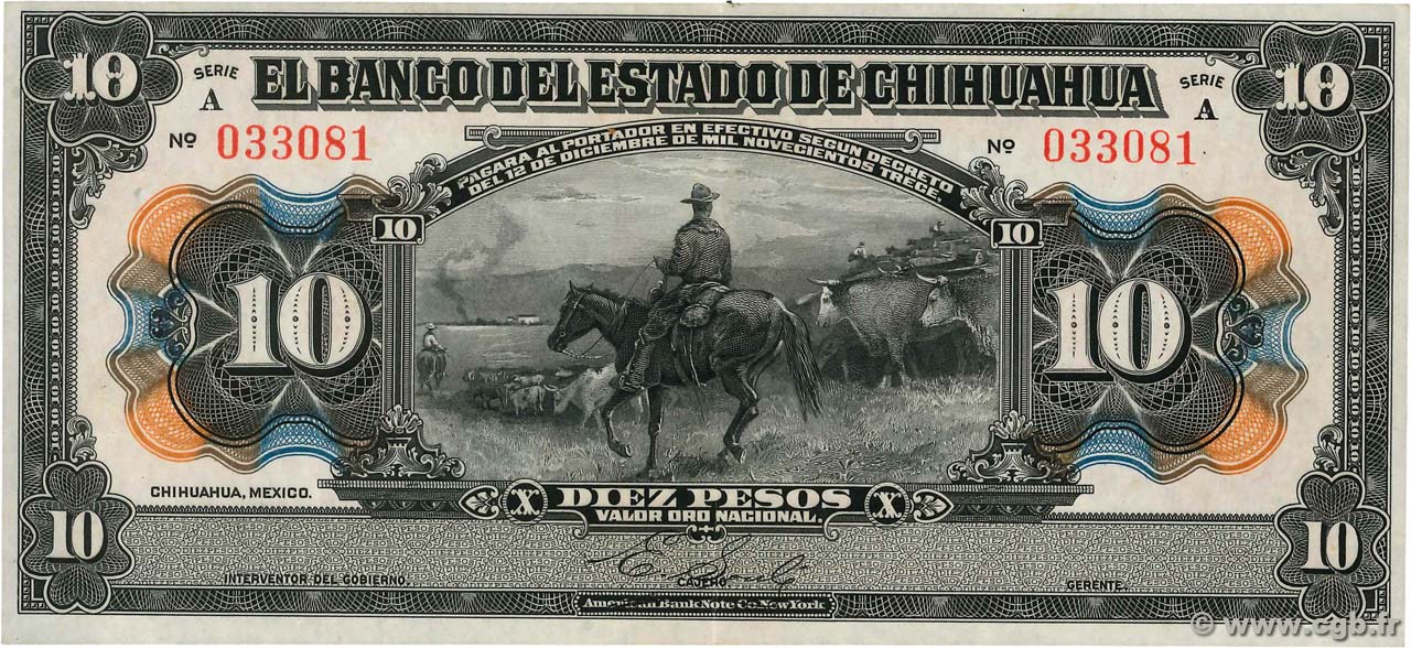 10 Pesos MEXICO  1913 PS.0133a SC