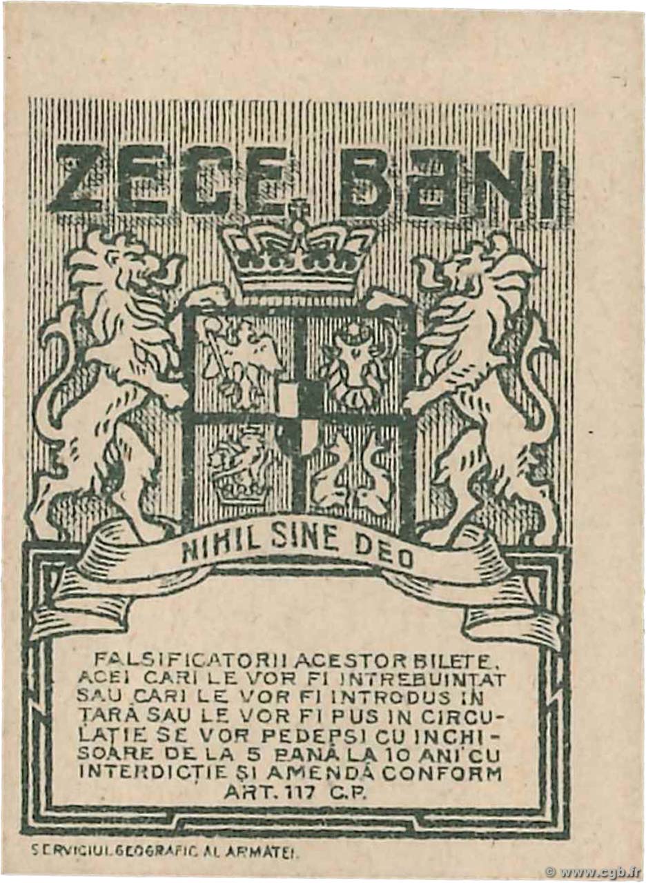 10 Bani ROMANIA 1917 P.069 b84_0964 Banknotes