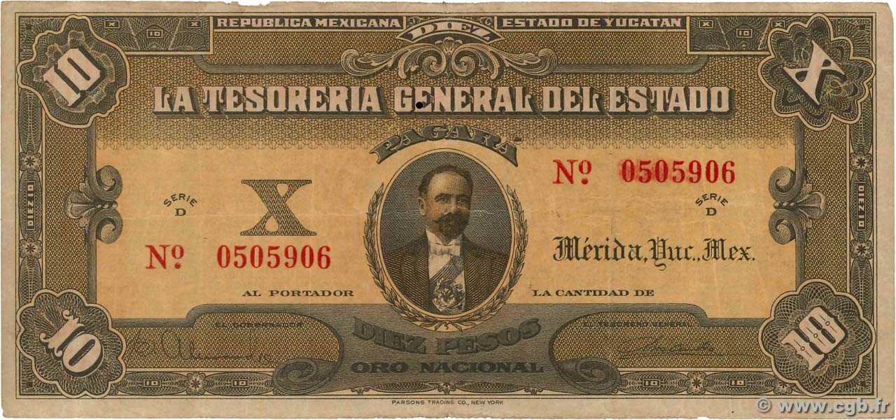10 Pesos MEXICO Merida 1916 PS.1138 BC