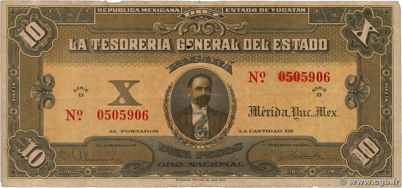 10 Pesos MEXIQUE Merida 1916 PS.1138 TB