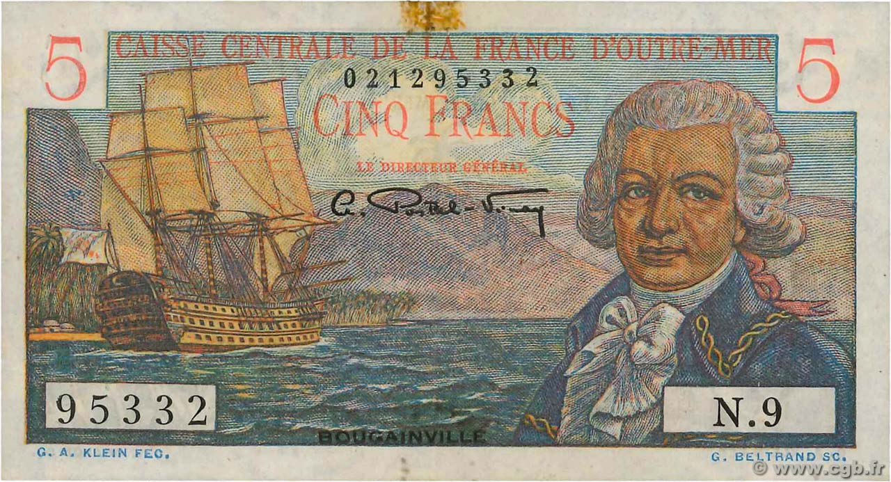 5 Francs Bougainville FRENCH EQUATORIAL AFRICA  1946 P.20B VF+