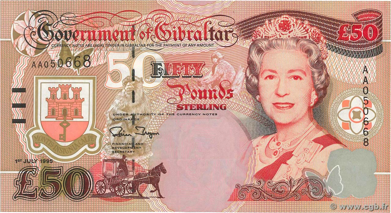 50 Pounds Sterling GIBRALTAR  1995 P.28a UNC