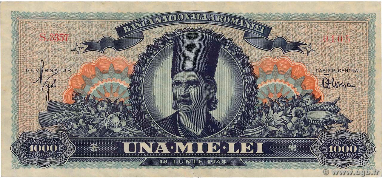 1000 Lei ROMANIA  1948 P.085a XF