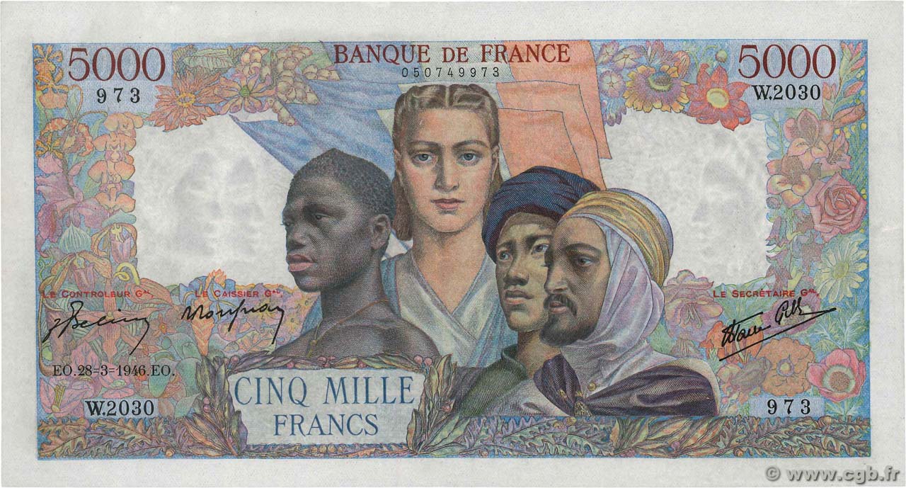 5000 Francs EMPIRE FRANÇAIS FRANCIA  1946 F.47.51 MBC