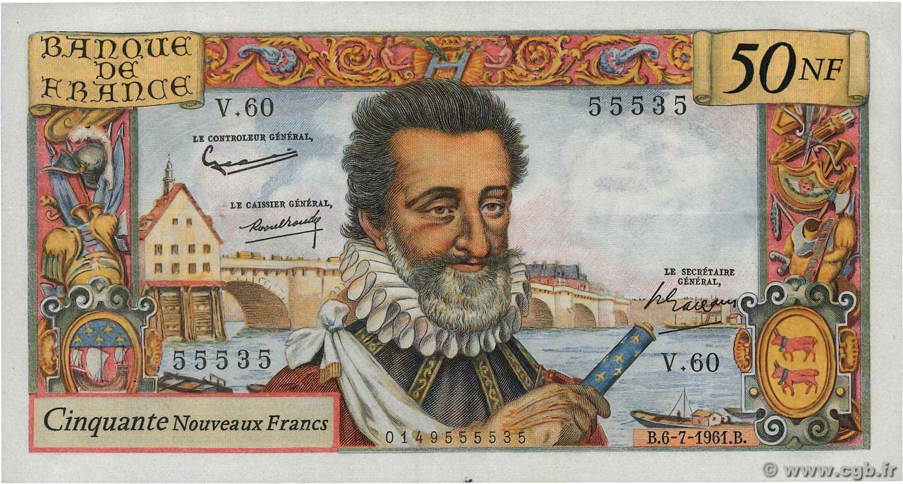 50 Nouveaux Francs HENRI IV FRANKREICH  1961 F.58.06 fVZ