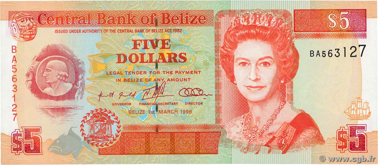 5 Dollars BELIZE  1996 P.58 pr.NEUF